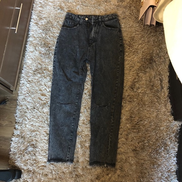 Dark Wash High Rise Ripped Tapered Jeans - Picture 5 of 8